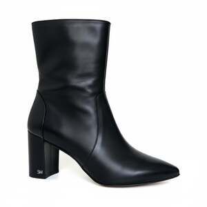 Stuart Weitzman Renegade Zip 75 Black Leather Pointed-Toe Ankle Bootie Size 9